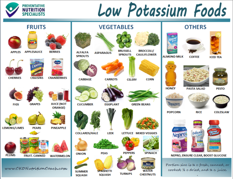 List Of Low Potassium Foods Printable Foley