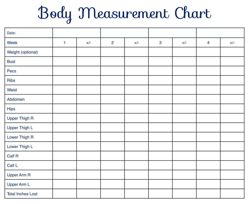 Measurement Chart Weight Loss 10 Free PDF Printables Printablee