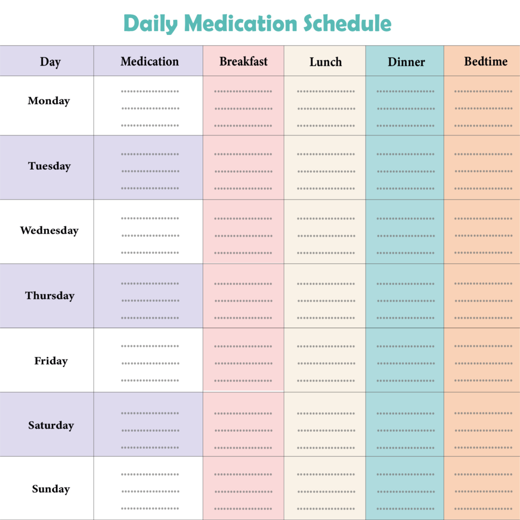 Medication Schedule 10 Free PDF Printables Printablee