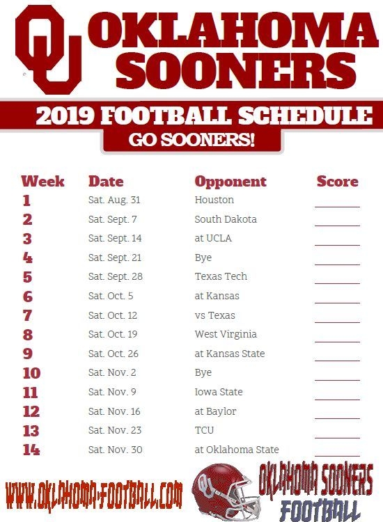 Oklahoma Sooners Football Schedule For 2025 Kathi Vilhelmina
