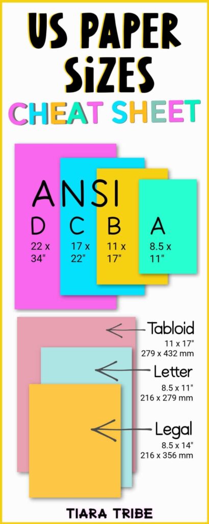 Paper Size Chart Printable