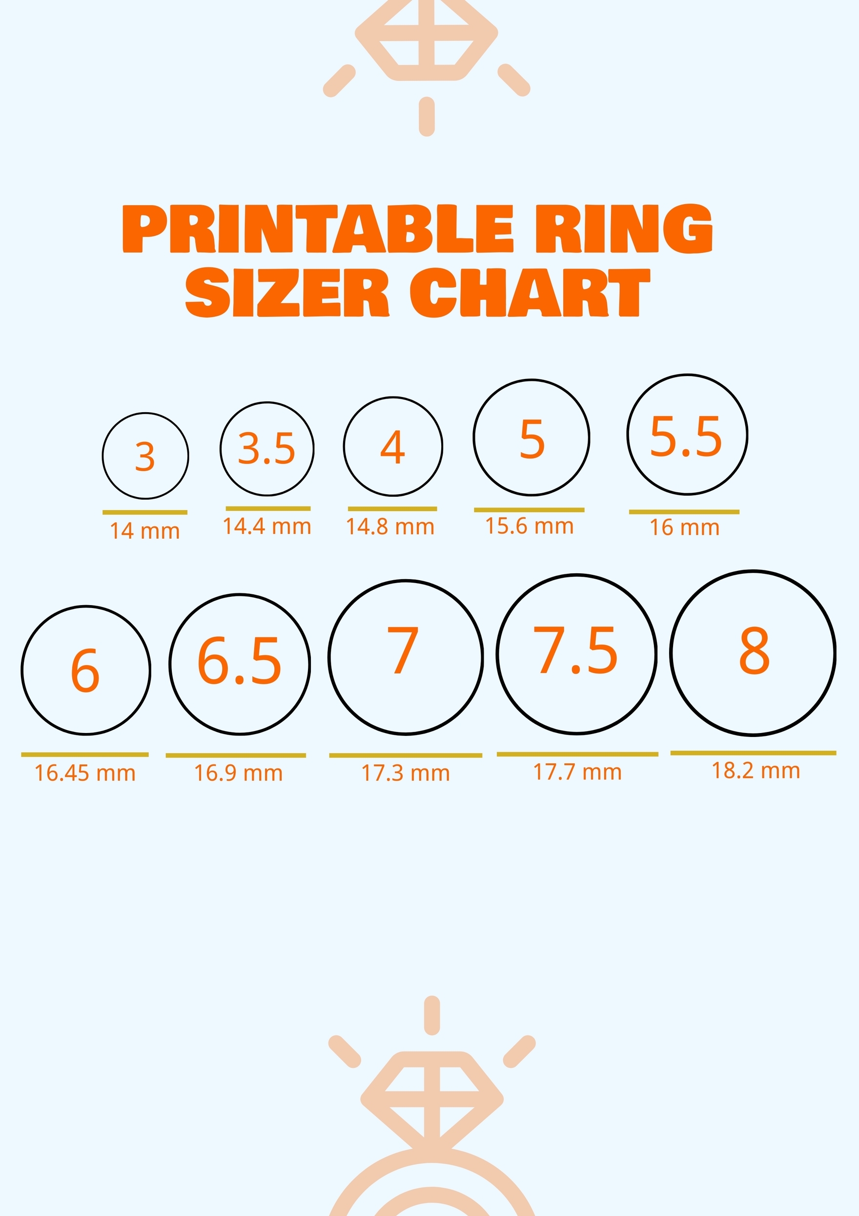 Personal Printable Ring Sizer Chart Template In Illustrator PDF