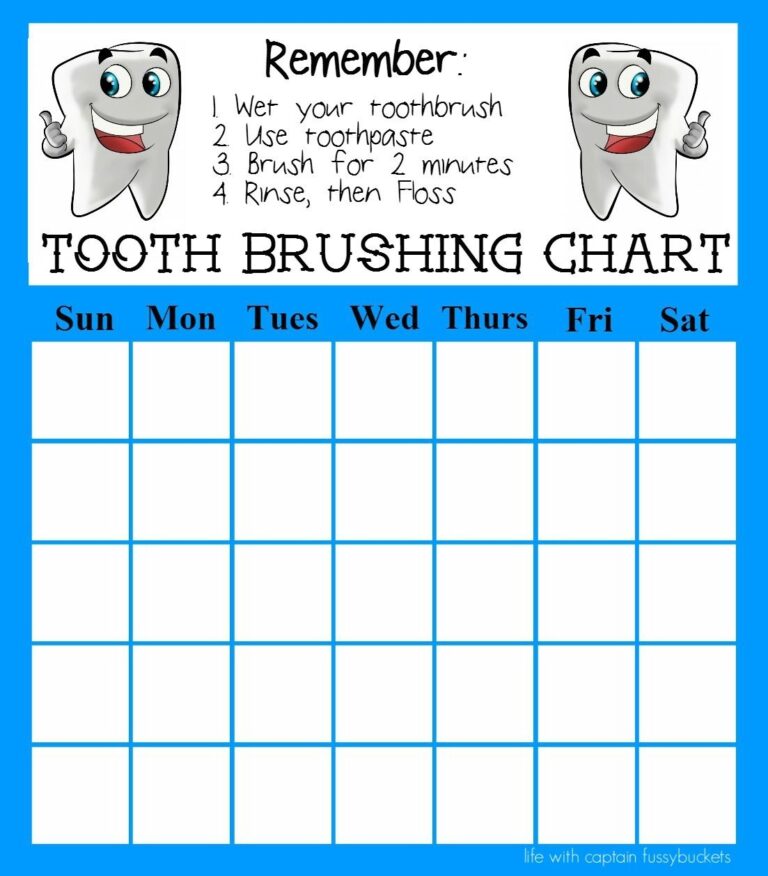 Print Out This Free Tooth Brushing Chart To Help Kids Remember How To 