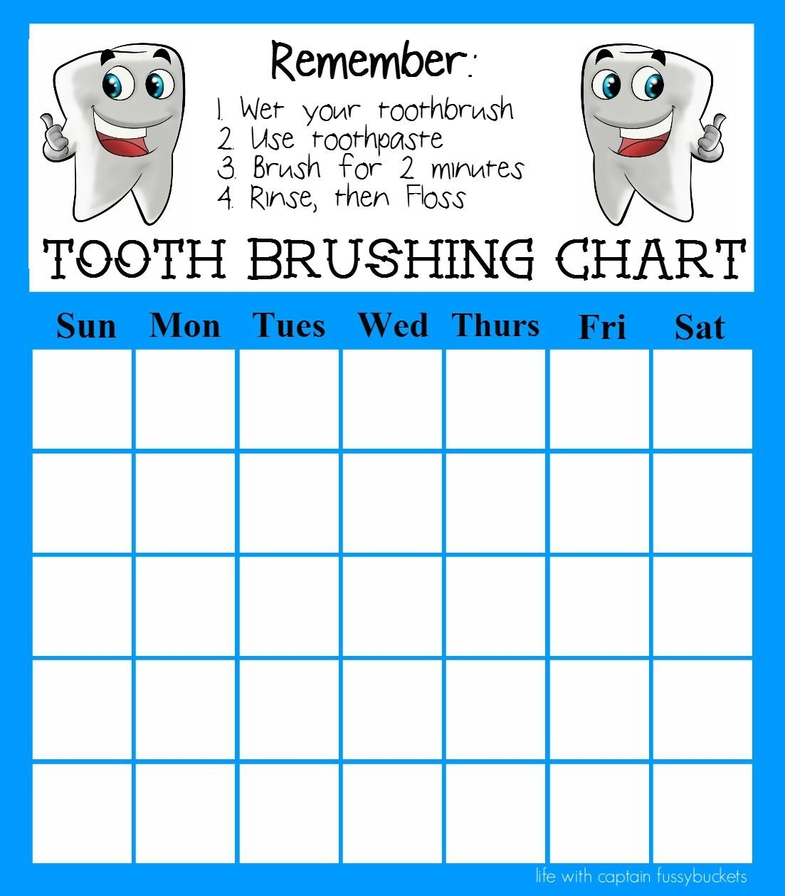 Print Out This Free Tooth Brushing Chart To Help Kids Remember How To