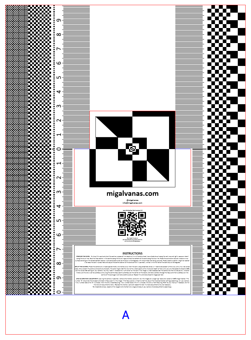 Printable Auto Focus Lens Calibration Chart