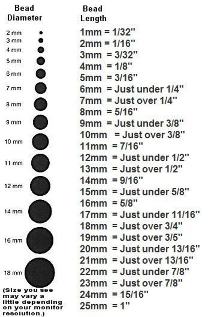 Printable Bead Size Chart Printable Templates