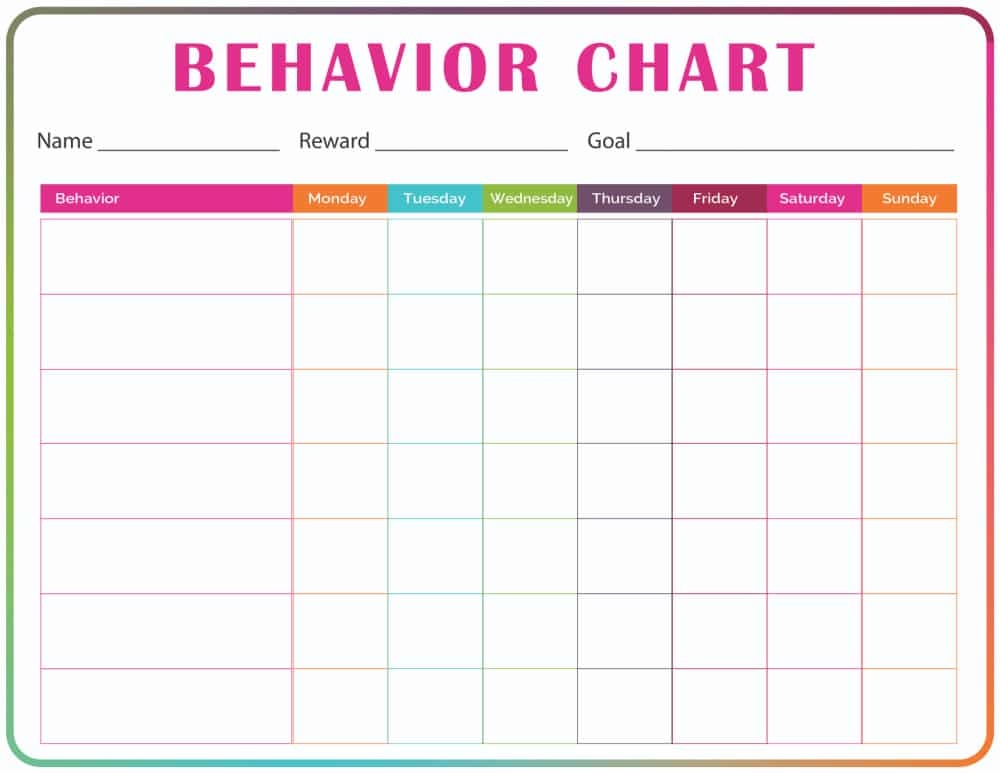 Printable Behavior Chart For Kids