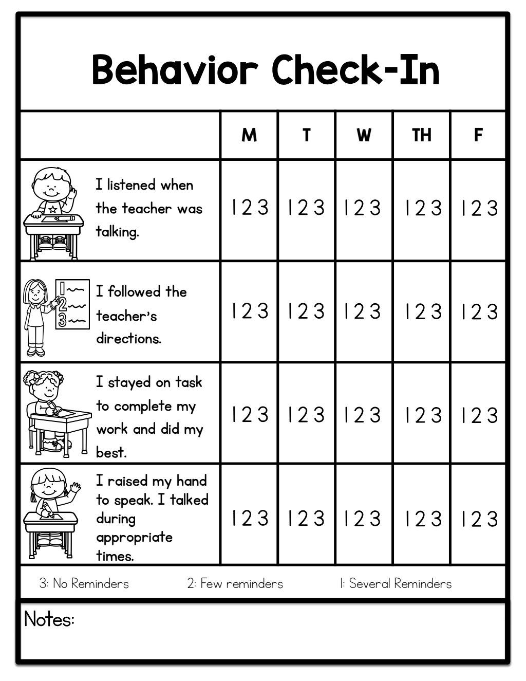 Printable Behavior Charts