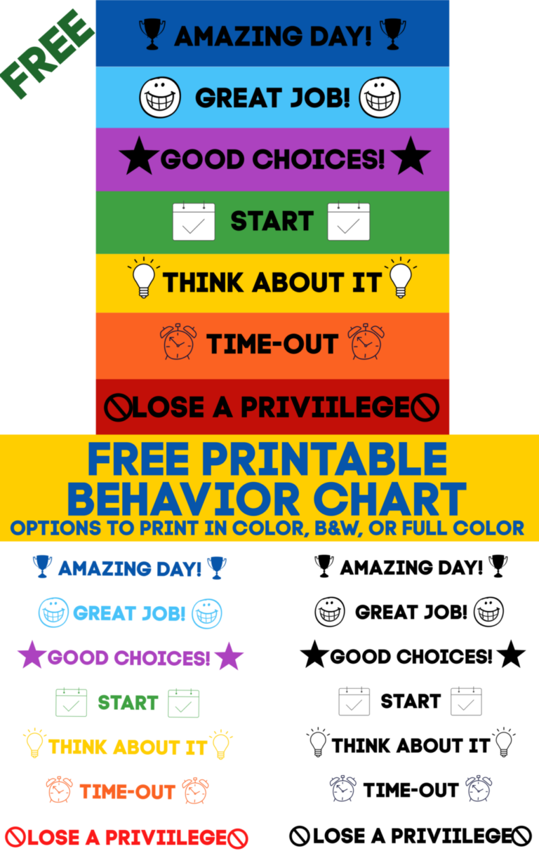 Printable Behavior Clip Chart