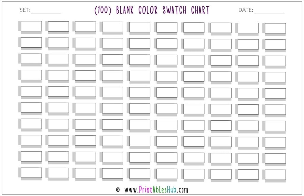 Printable Blank Color Swatch Chart