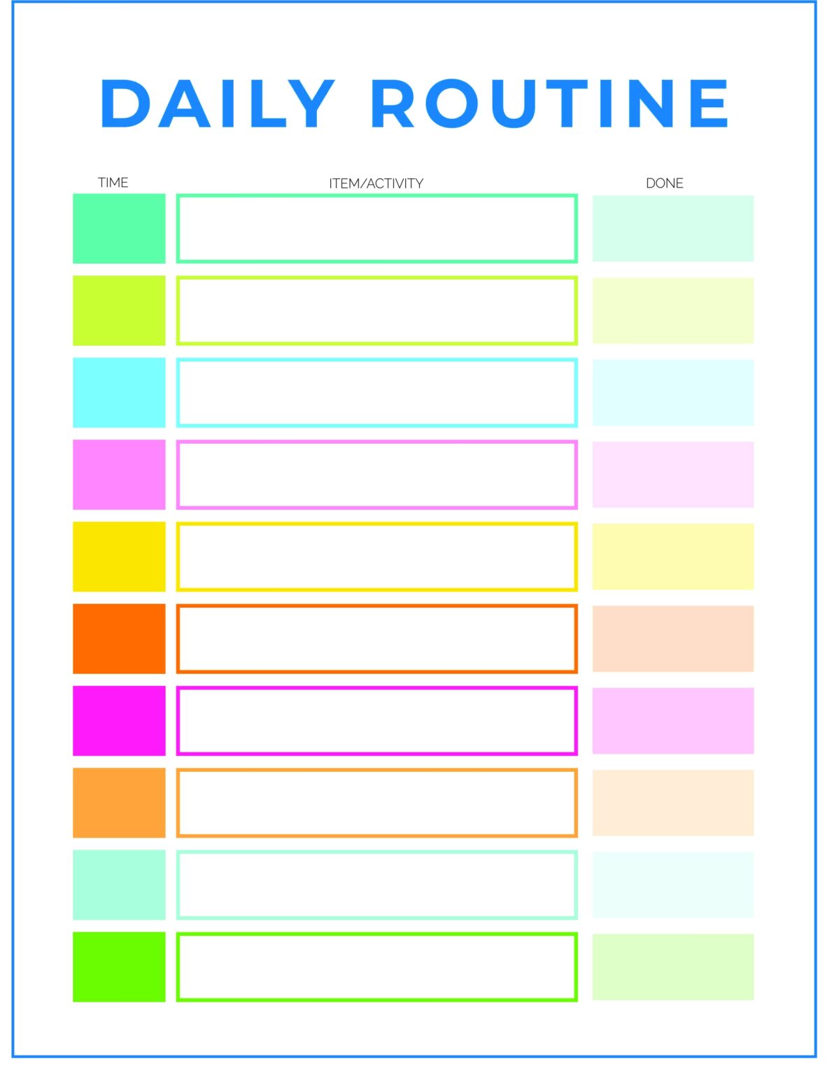 Printable Blank Routine Chart - Free Printable Chart