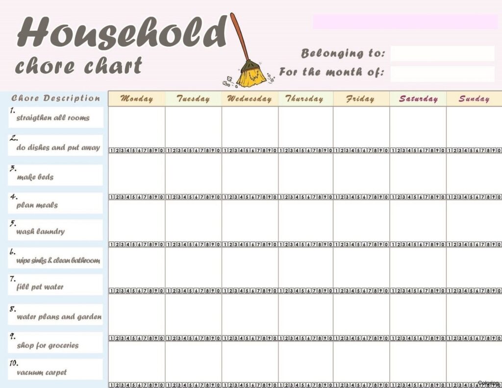 Printable Chore Chart For Adults Francesco Printable