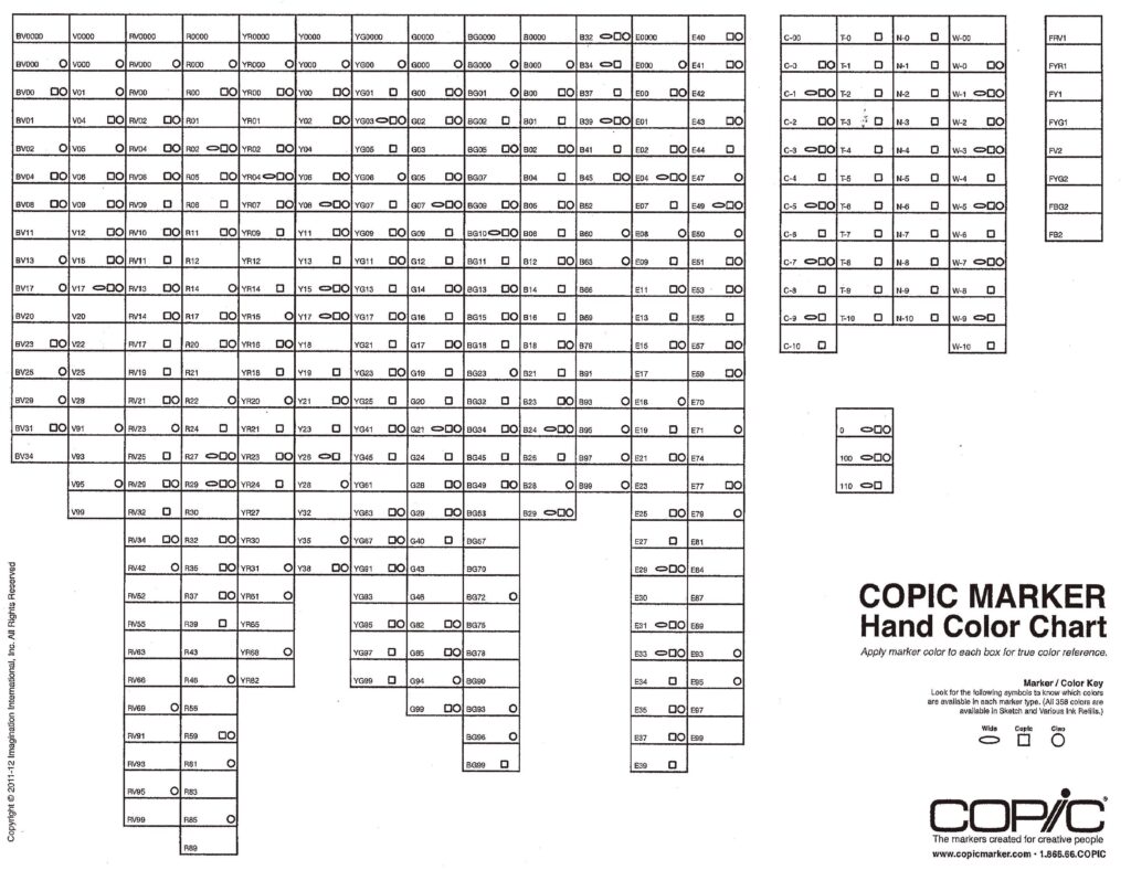 Printable Copic Color Chart