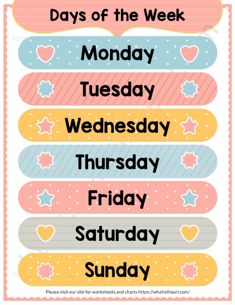 Printable Days Of Week Chart