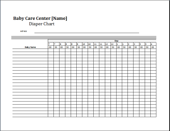 Printable Diaper Chart For Daycare