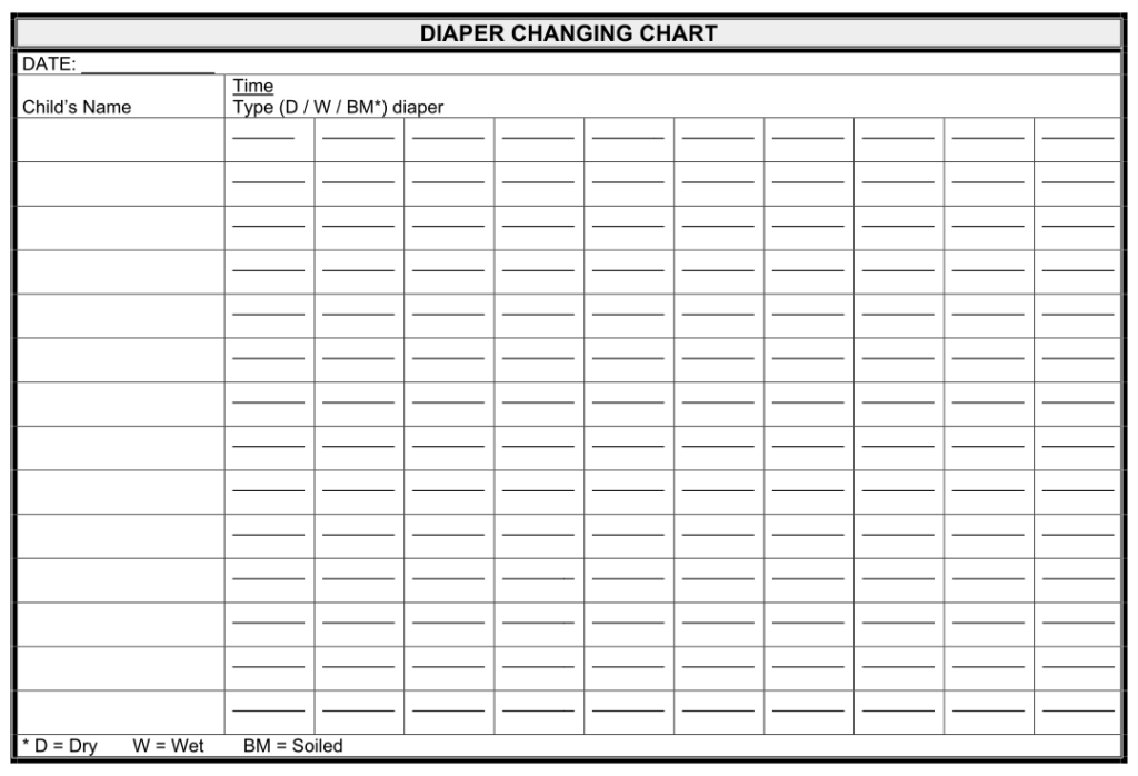 Printable Diaper Log For Daycare
