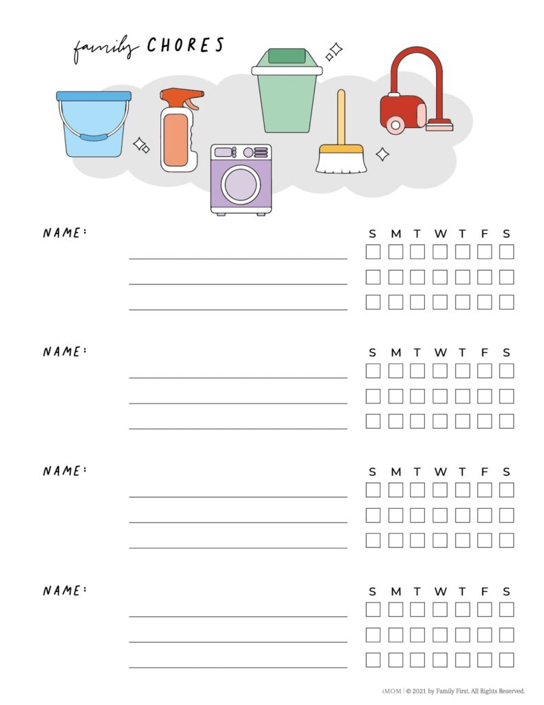 Printable Family Chore Chart IMOM