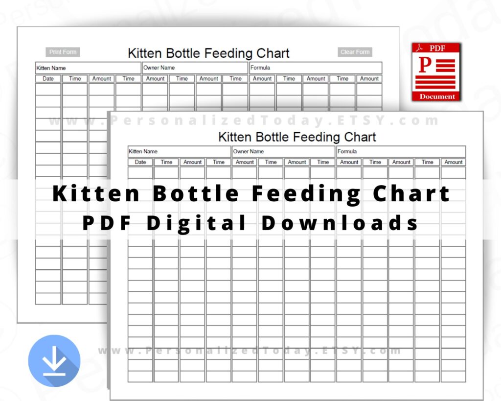 Printable Kitten Feeding Chart