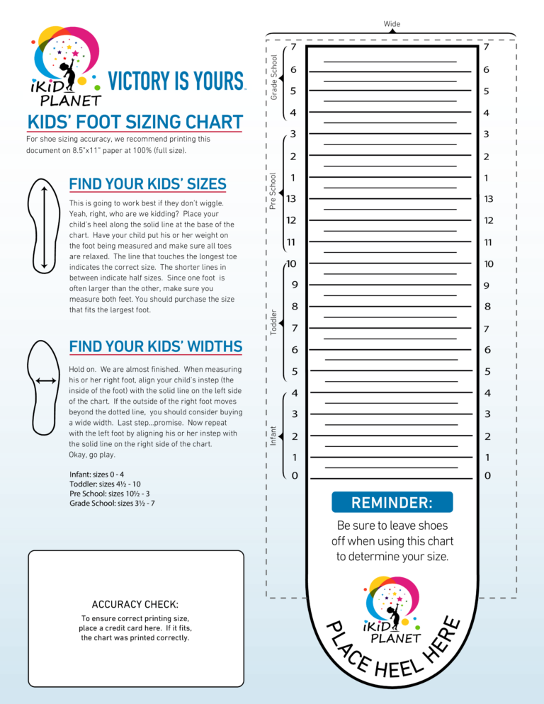 Printable Shoe Measurement Chart