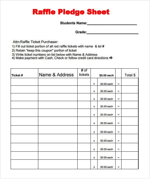 Raffle Sheet Template