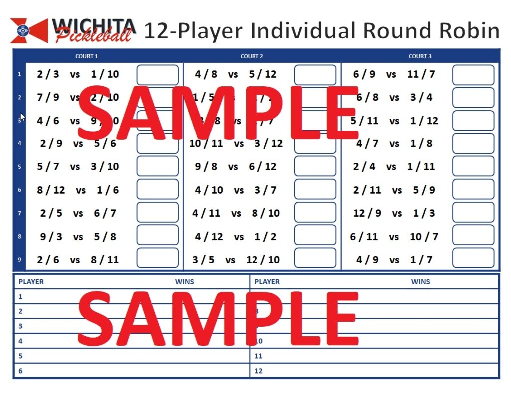 Round Robin Templates Wichita Pickleball