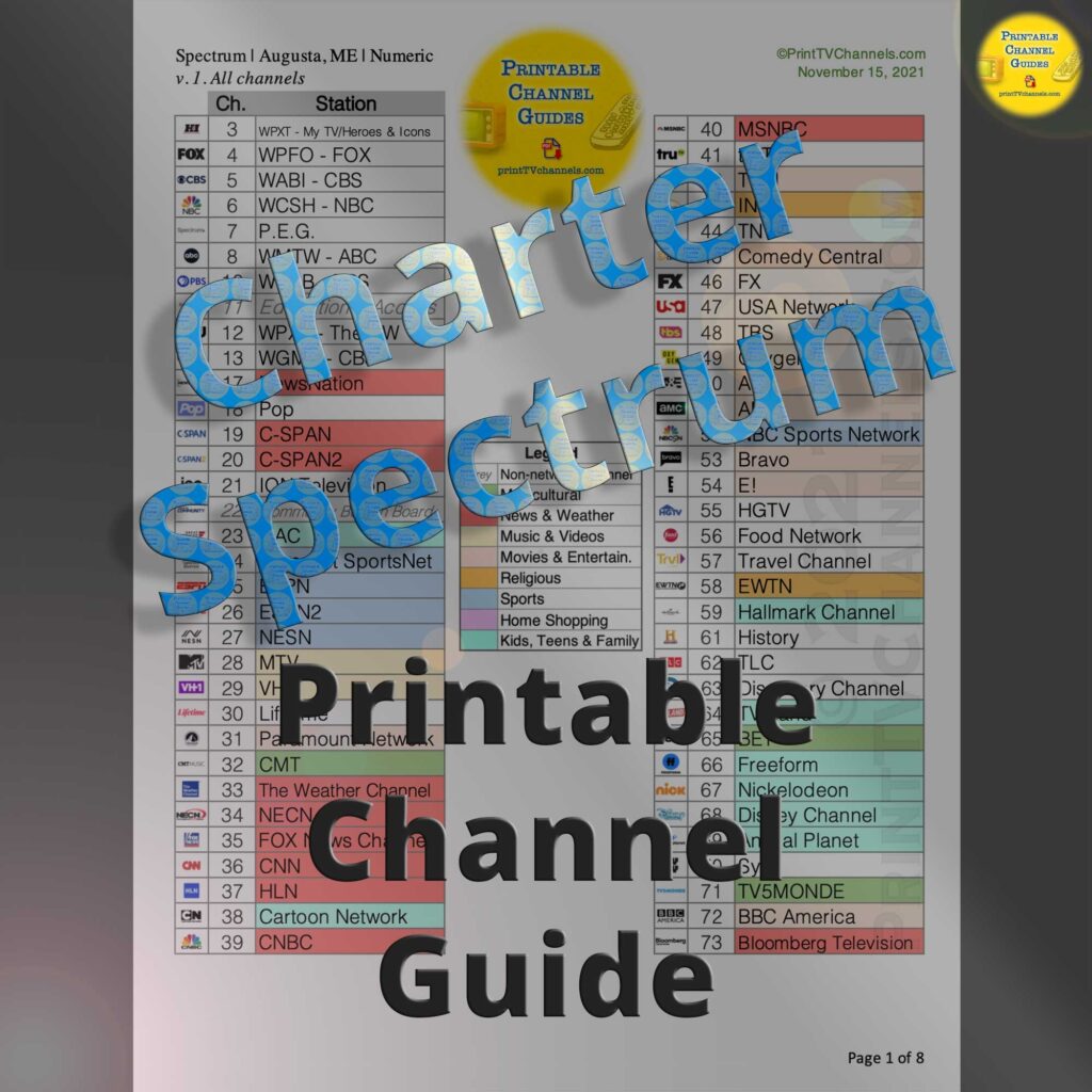 Spectrum Printable Channel Lineup Augusta ME Free PDF 