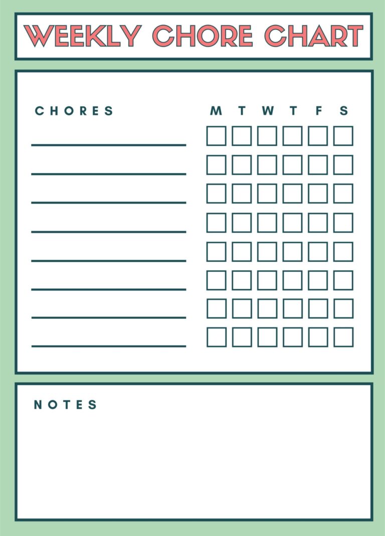 Weekly Chore Chart 10 Free PDF Printables Printablee