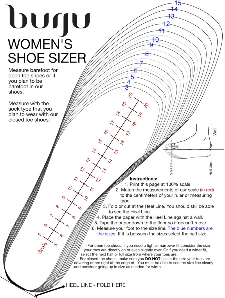 Women s Shoe Size Chart Printable